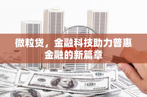 荣县微粒贷，金融科技助力普惠金融的新篇章