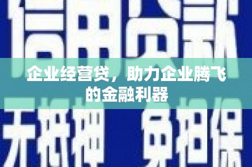 荣县企业经营贷，助力企业腾飞的金融利器