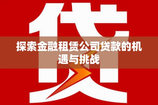 荣县探索金融租赁公司贷款的机遇与挑战