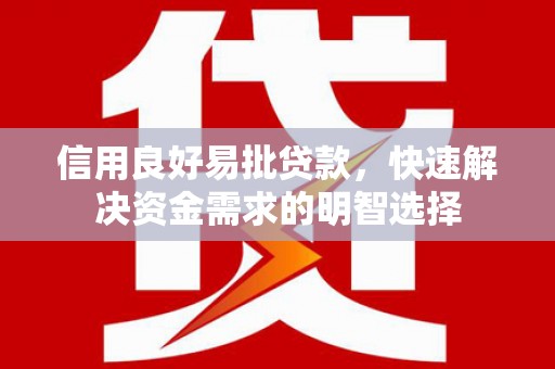 荣县信用良好易批贷款，快速解决资金需求的明智选择