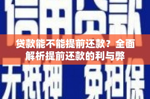 荣县贷款能不能提前还款？全面解析提前还款的利与弊